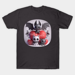 Cute Cat & Bat - Caught U Looking T-Shirt